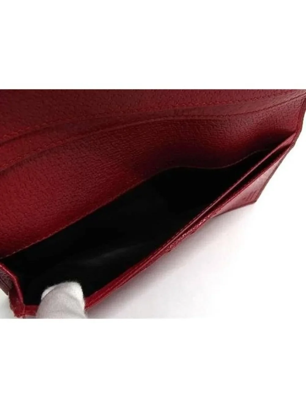 Gucci Wallet 035 Red Leather Hook Bifold Silver - Picture 4 of 6